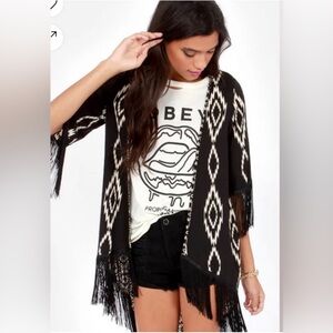 Trendy Angel Black Southwest Print Kimono new with tags